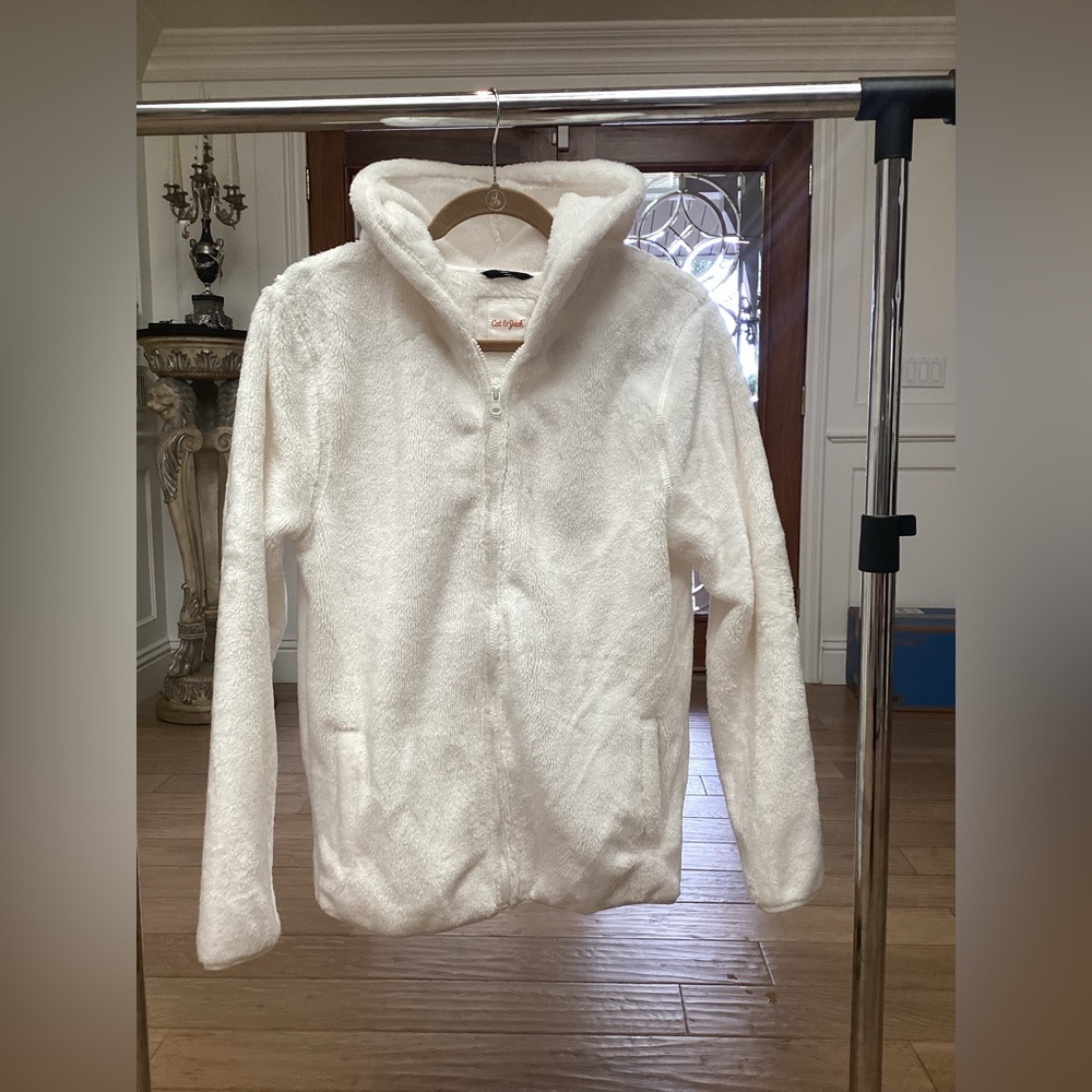 Furry cream colored hoodie